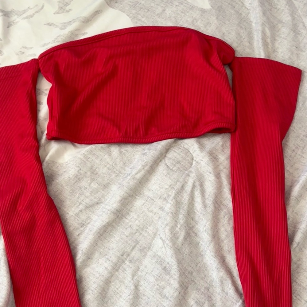 SHEIN Red Off-Shoulder Crop Top